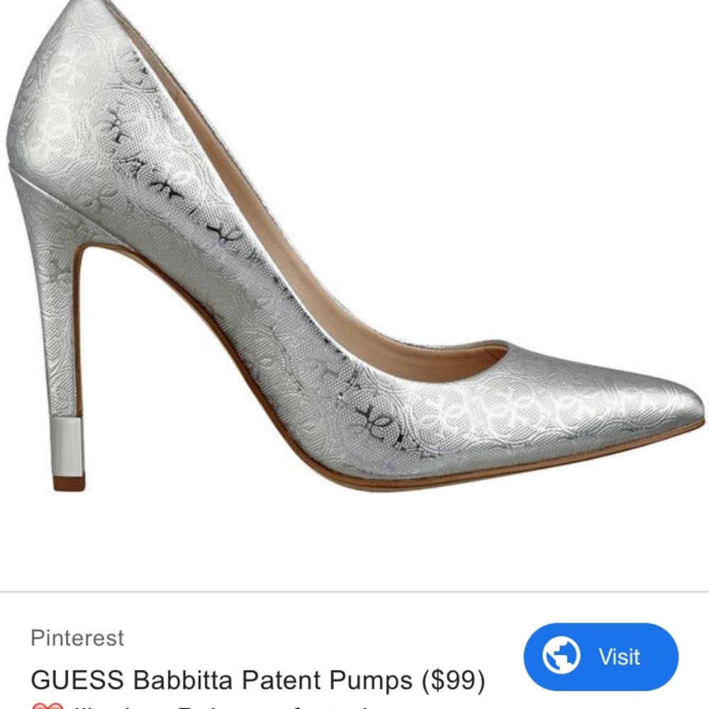 NIB Silver embossed Guess stilettos